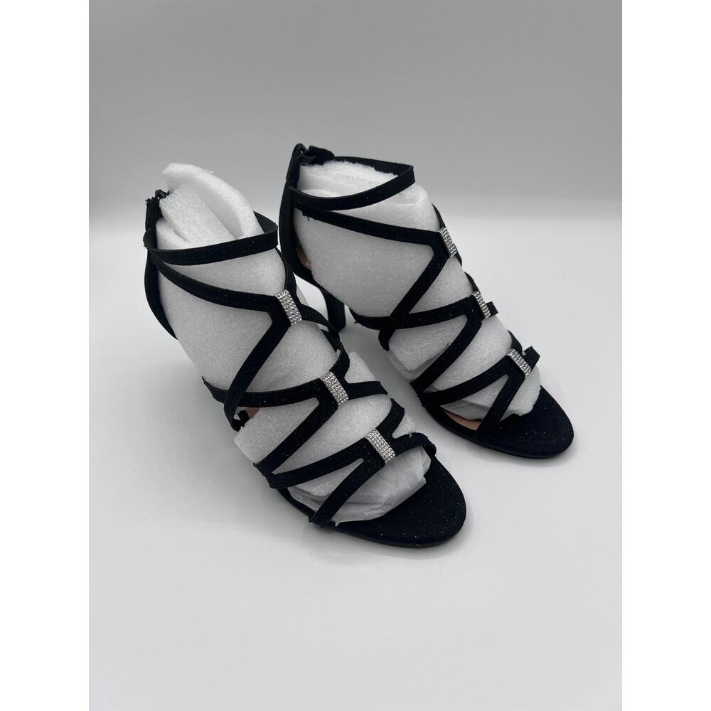 BELLA VITA 'KARLETTE' DRESS HEEL SANDAL BLACK GLITTER FABRIC 6WW DOUBLE WIDE NEW - Picture 3 of 13